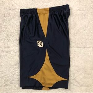 San Diego Padres MLB Baseball True Fan Navy Blue Gold Athletic Shorts Mens Sz M